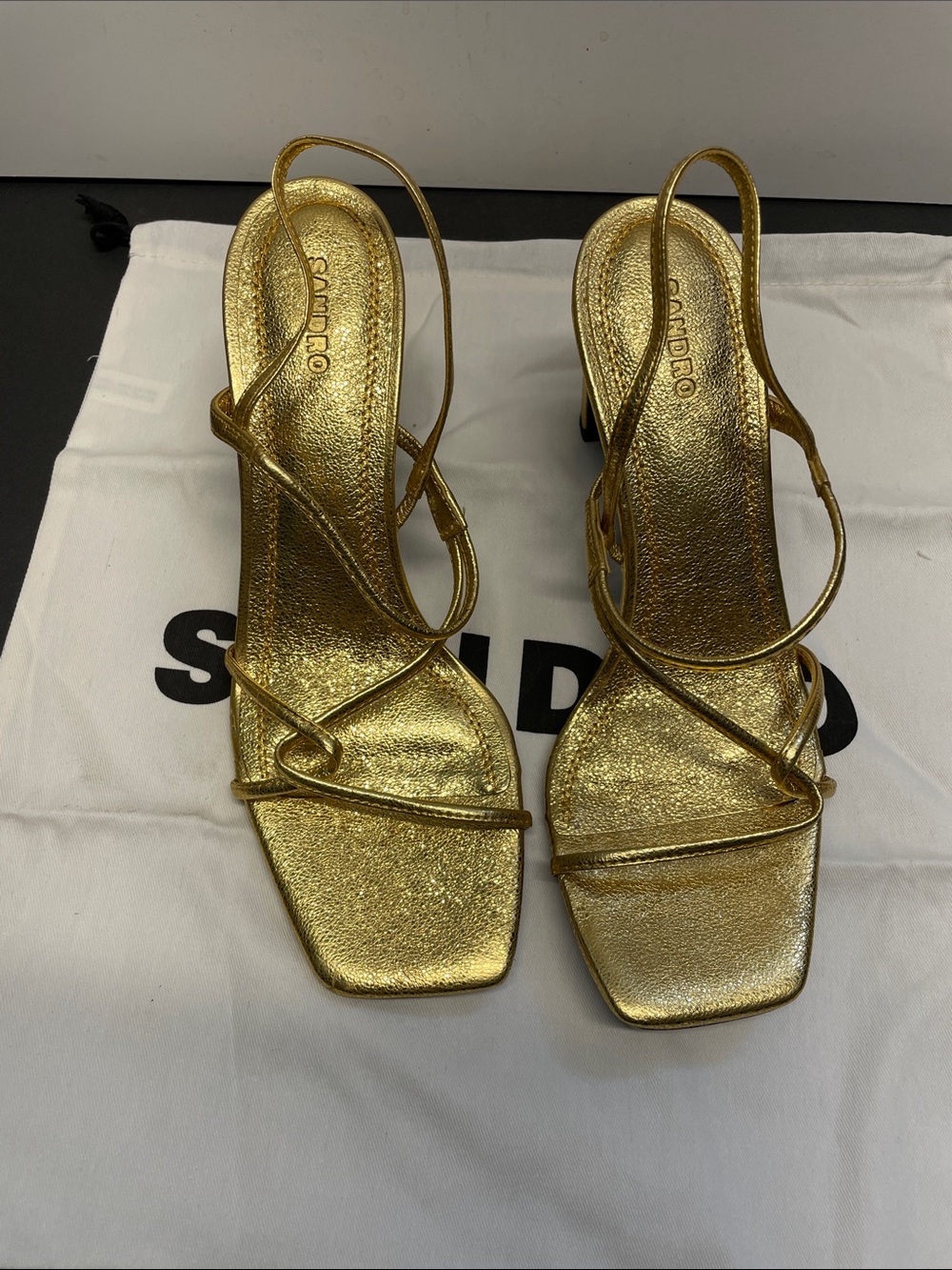 Faye Metallic Square Toe Strappy Slingback Sandals - Picture 2 of 4